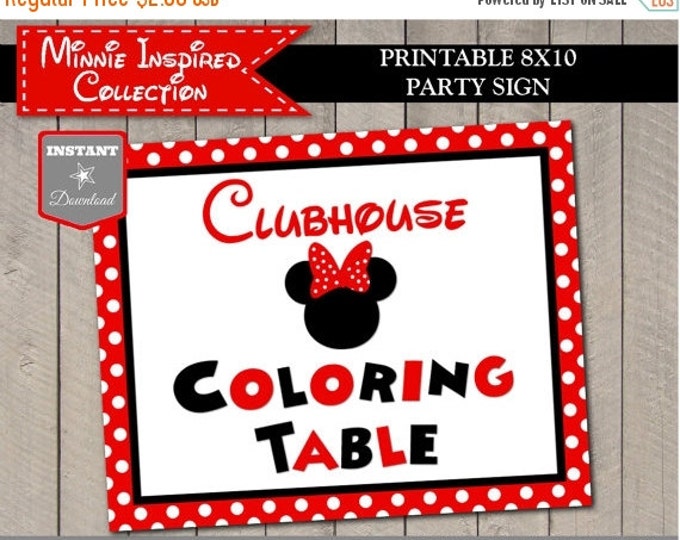 SALE INSTANT DOWNLOAD Red Girl Mouse 8x10 Printable Clubhouse Coloring Table Party Sign/ Red Girl Mouse Collection / Item #1941