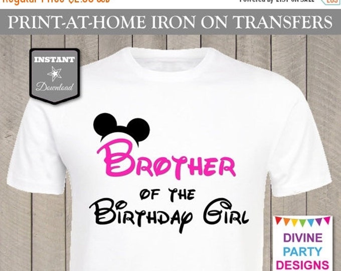 SALE INSTANT DOWNLOAD Print at Home Pink Mouse Brother of the Birthday Girl Printable Iron On Transfer/ T-shirt / Family / Item #2454