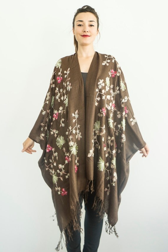 Embroidery Kimono Sheer Jacket Fringe Jacket Boho Kimono