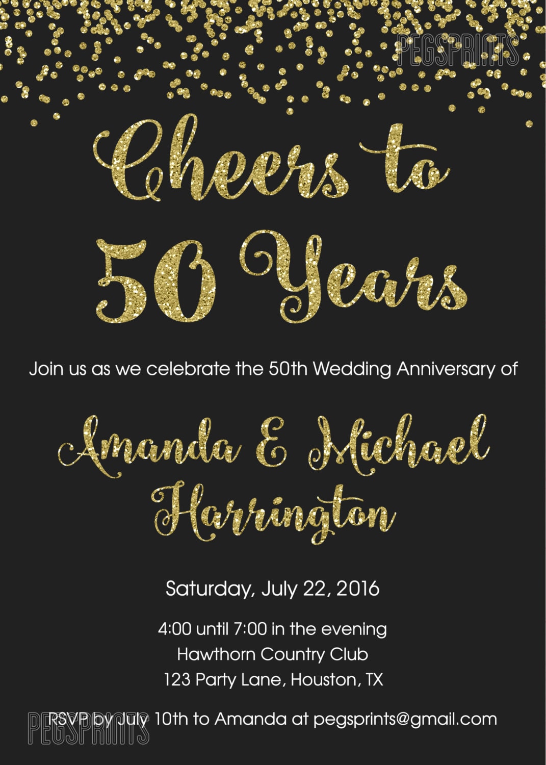 Cheers to 50 Years Invitation 50th Anniversary Invitation