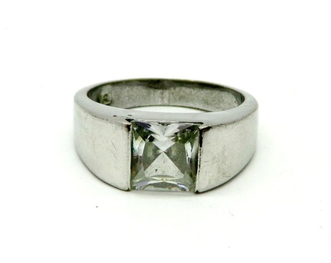 ON SALE! Vintage Princess Cut Topaz Sterling Silver Ring, Size 7