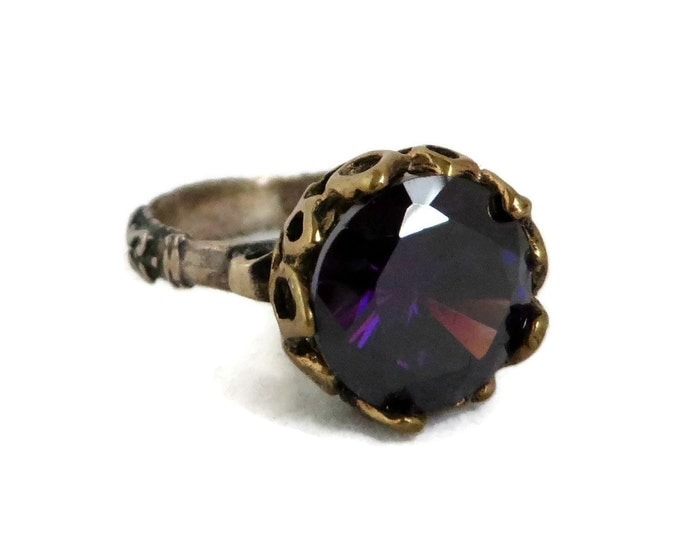 Vintage Purple Topaz Two Tone Sterling Silver Ring