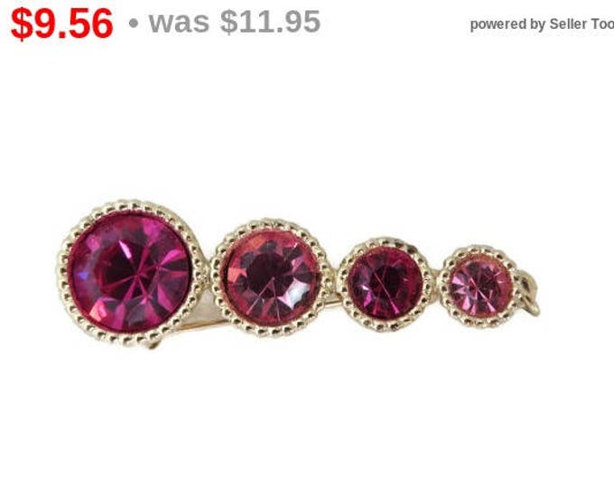 ON SALE! Vintage Sarah Coventry "Saucy" Bar Brooch, Pink Rhinestone Pin, 1960s Jewelry