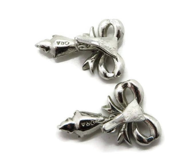 Rhinestone Bow Earrings - Vintage Signed ORA Crystal Dangle Clip-on Earrings, Bridal Jewelry, Valentine's Day Gift