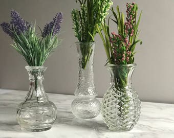 Set of Three Glass Vases / Glass Vase / Flower Vase Set of 3 / Wedding Vases / Vase Instant Collection / Centerpiece Vases