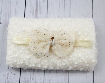 Newborn Wrap Set, Off White Wrap Set, Off White Knit Wrap, Photography Prop, Newborn Wrap Set, Photography Prop, Pebble Knit Wrap Set RTS