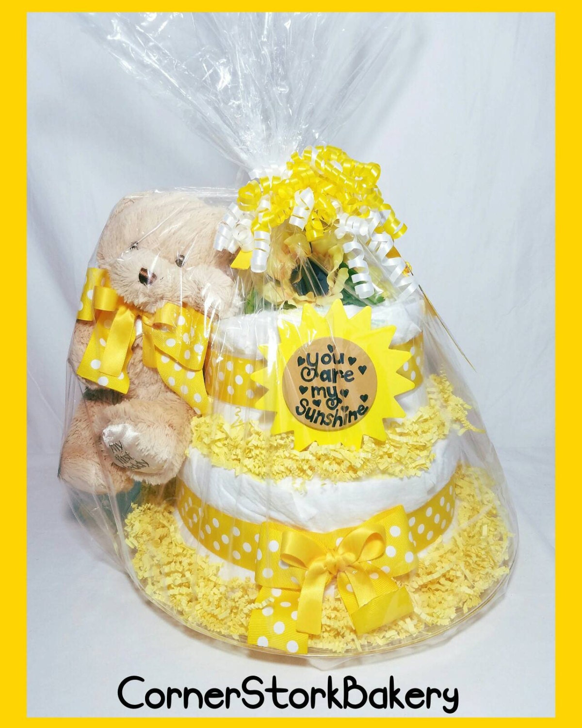 You are my Sunshine 2 tier Diaper Cake