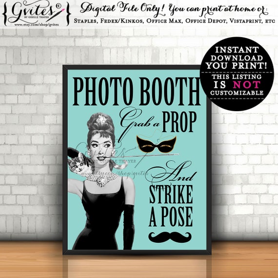 Audrey Hepburn Photo Booth Grab A Prop &amp; Strike A Pose by Gvites