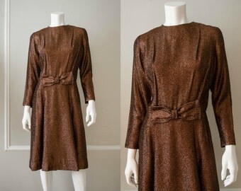 vintage 1960s party dress / tinsel / medium / Lucky Penny Dress