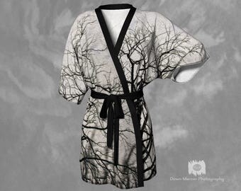 Art Tree Kimono Robe Ladies Kimono Tree Print Kimono Robe Silky Kimono Chiffon Kimono Womens Kimono Robe Ladies Unique Kimono Tree Art Print