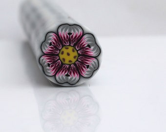 Polymer Clay cane, Flower Cane , millefiori Cane , Unbaked cane , Polymer Cane, Pink and Gray Cane