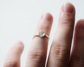 Raw Diamond Engagement Ring, Rough Diamond Ring, Uncut Diamond Ring, Anniversary Ring, Sterling Silver Engagement Ring, Size 4.5, Avello