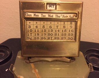 Vintage Perpetual Calendar w/Marble Base