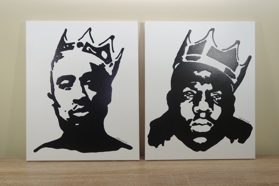 Tupac & Biggie Painting 16x20 Hip Hop Art Pop Art Tupac