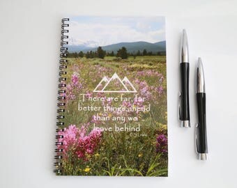Mountain Notebook, Blank Paper Notebook, Nature Journal, Graduation gift, Wildflower Journal, Handmade Journal, Custom Notebook
