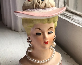Beautiful miniature head vase pin cushion made in Japan