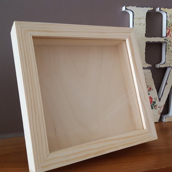 Shadow Box Frame (square), Natural Wood Shadow Box, Shadow Box Display