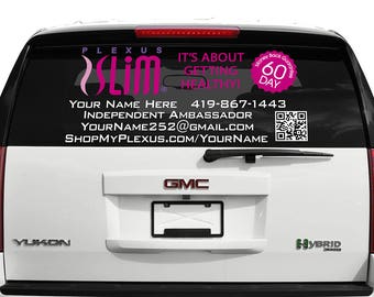 45"x20" Rear Window Plexus Slim Logo Personalized Decal QR Code Up To 22" Tall (Glossy) 2698991232014AO