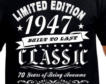 Men's Vintage Classic 1947 T Shirt / 70th Birthday Gifts for Him