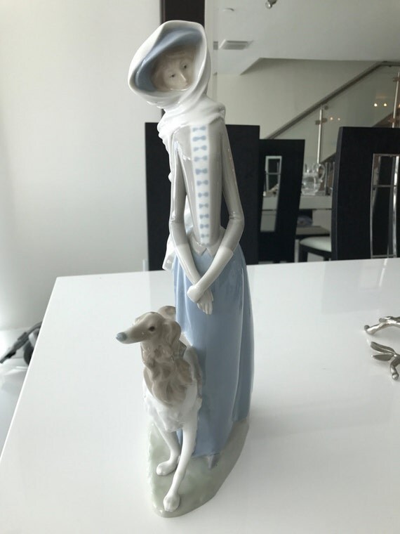 lladro lady with greyhound