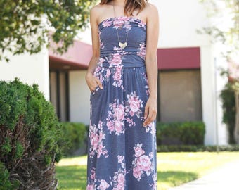 Floral Maxi Dress With Side Pocket
