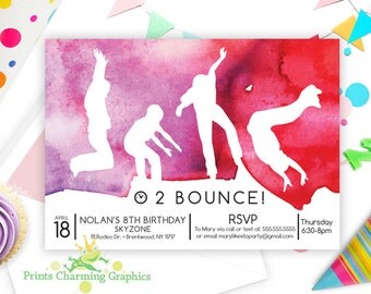 Trampoline Party Invitation • Sky Zone • Jump • Custom • Print Yourself or Here For about Buck!