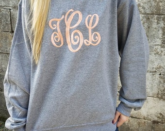 Monogrammed Sweatshirt ~ Monogram Crewneck Sweater ~ Gift for Her ~ Gift Under 30