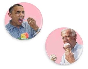 Obama and Joe Biden BFF Ice cream Snow Cone Bestie Button Pin Set