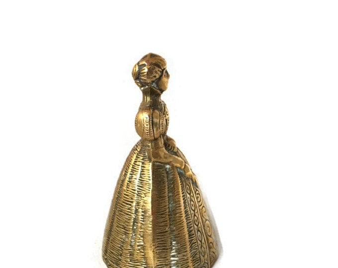 Brass Woman Bell | Brass Lady Bell | Brass Colonial Woman Statue | Antique Brass Bell | Unique Brass Handheld Bell | Vintage Home Decor