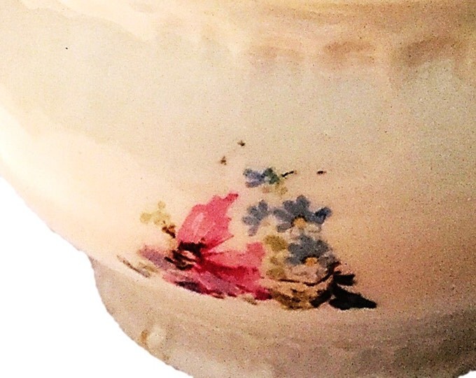 Vintage Porcelain Floral Potpourri Bowl | Flowers and Leaves Potpourri Dish