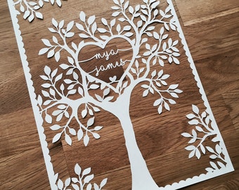 SVG / PDF Natural Wedding Tree (to personalise) - Papercutting Template to print and cut yourself (Commercial Use)