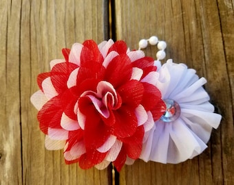 Hair Accessory, Girls Accessory, Wedding Flower, Flower Headband, Spring Flower, Flower Girl, Red and White, Valentine's Day, Girls Headband