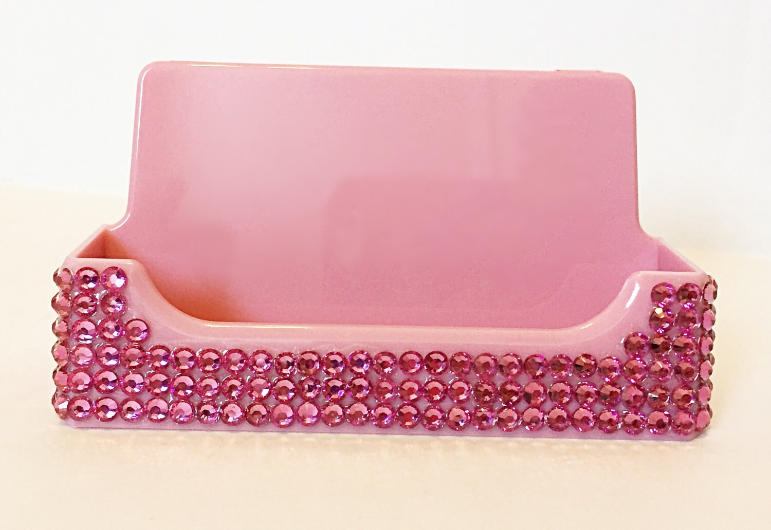 Pink Bling business card holder bling desk by livelaughshine