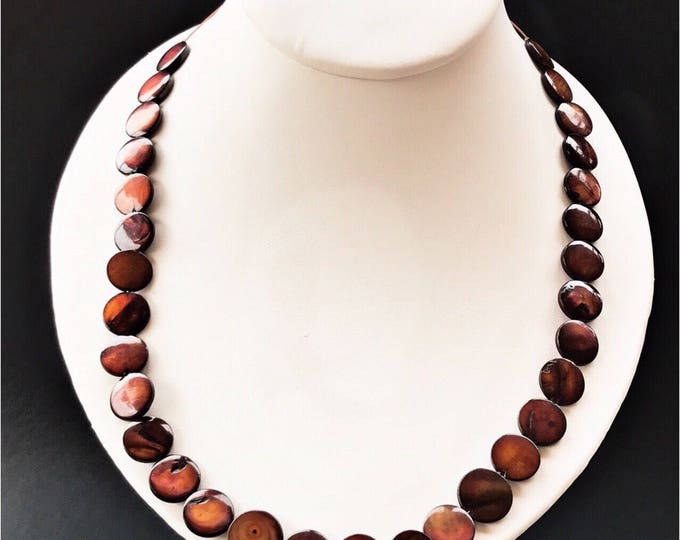 Brown pearl necklace, June birthstone necklace, brown shell necklace, mother pearl necklace, pearl brown necklace, shell pearl necklace
