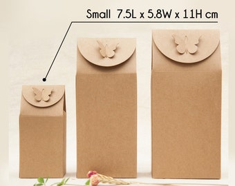 30 Kraft Paper Bag Boxes with Butterfly - small - Party Wedding Favors - for Handmade Gifts Packaging