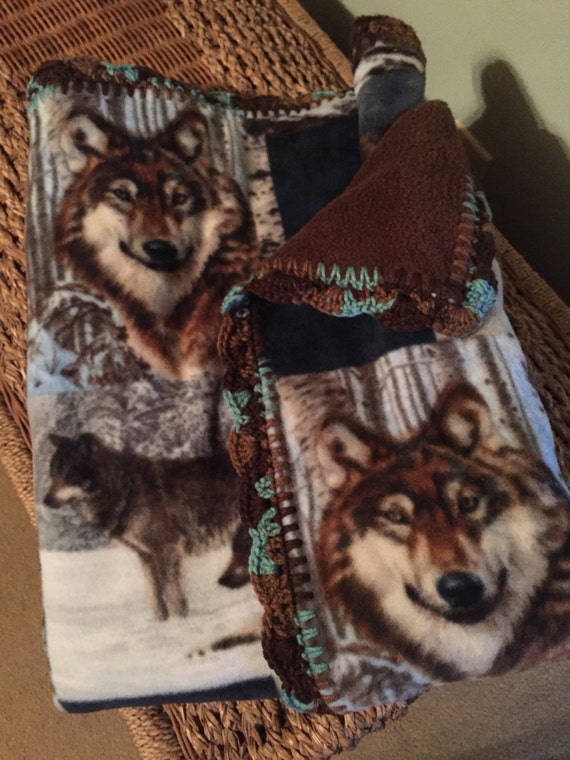 Wolf fleece blanket
