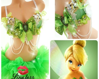 Sexy Adult Tinkerbell Costume, Women Halloween Costume, Sexy Fairy Costume, Sexy Fairy Rave Costume, edc outfit, rave outfit