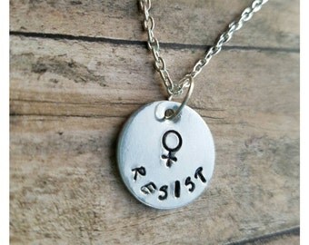 Feminist necklace, Resist necklace, female symbol, nasty woman, gift for feminist, equal rights gift, equality necklace, Inspirational