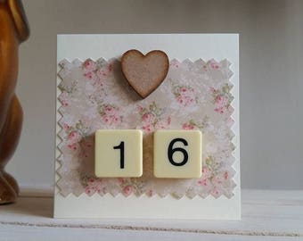 16th Birthday Card - Mini Sweet Sixteen Card - Unique Handmade Card - 16th Anniversary - Friend 16th - Little Card - Cute Card