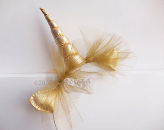 Gold Unicorn Horn Headband - Gold Unicorn Horn - Gold Unicorn Costume - Gold Unicorn