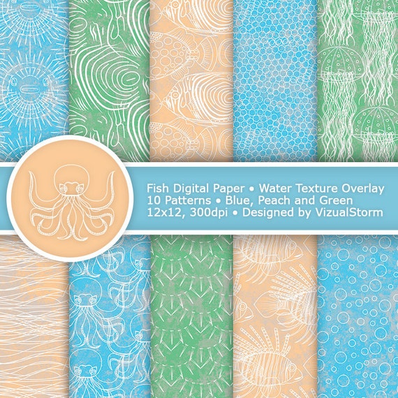 Fish Scrapbooking Paper Sea Life Patterns Printable Fish