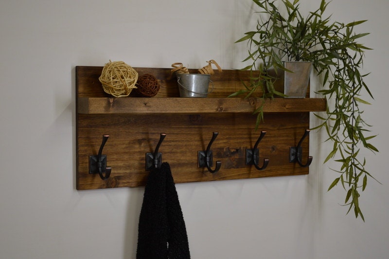 Rustic Modern Coat Rack Floating Shelf by RusticModernDecor