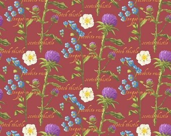 Rose Floral and Thistles, Outlander cotton woven fabric by Andover Fabrics