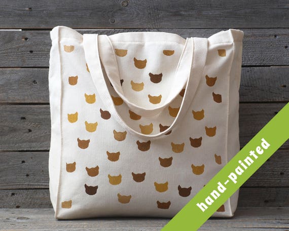 cat canvas tote bag cat art cat tote bag canvas bag Eco