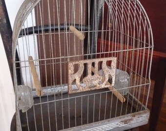 Vintage Hendryx Bird Cage with Glass Feeders