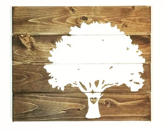 Tree With Initials - wood wall art