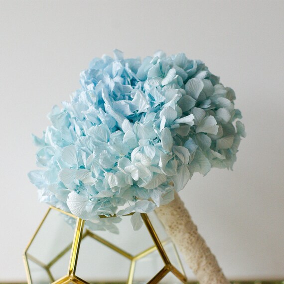Light Blue hydrangea bouquet, bridesmaids, preserved, dried flowers, real flowers, sky blue, serenity blue, bridal bouquet, wedding bouquet