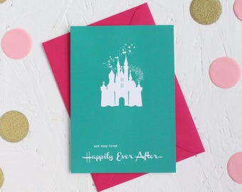 Happily Ever After, Wedding Day Card, Fairy Tale Castle, Lived Happily Ever After, Anniversary Card, Happy Wedding Card, Fairy Tale Wedding