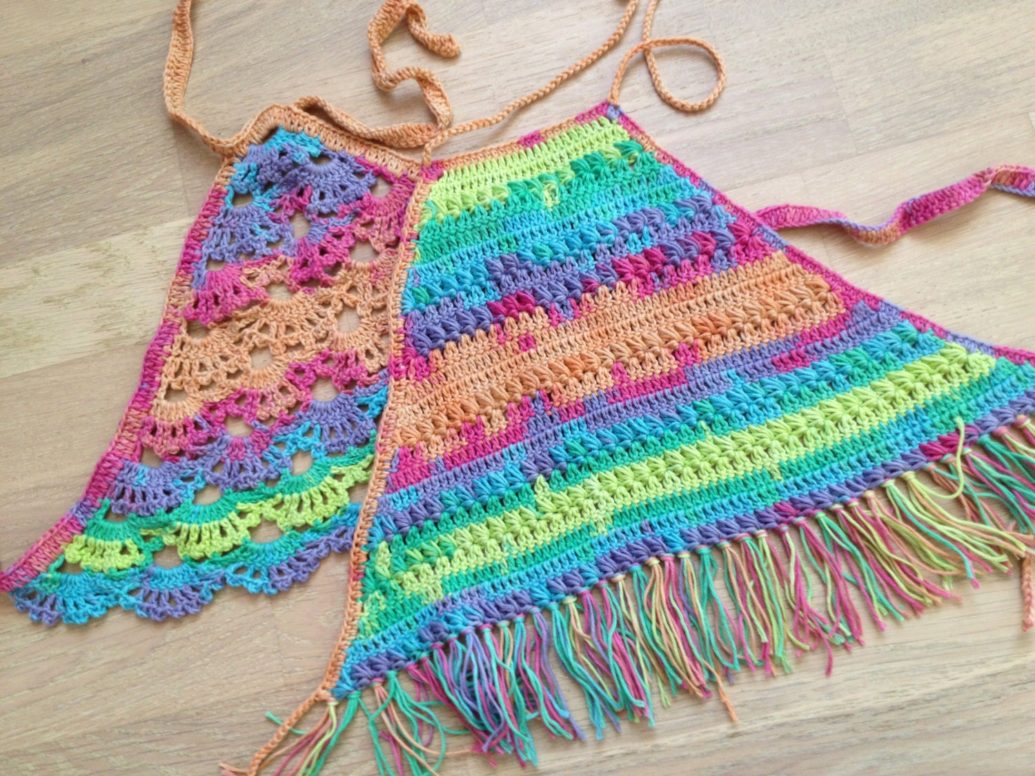 Set of two rainbow crochet top/ Crochet Toddler Crop Top/ Baby