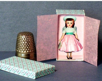 Maggie Mix-Up Doll Box - Dollhouse Miniature - 1:12 scale Dollhouse Accessory - 1950s retro Dollhouse girl toy - Miniature box replica